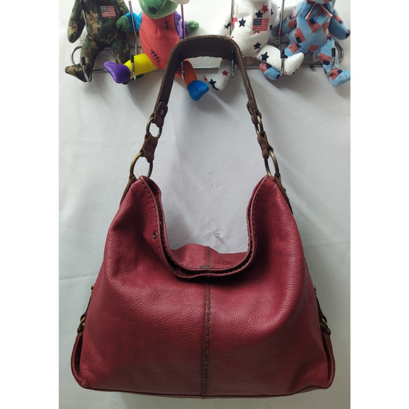 Lucky Brand Red Pebbled Leather Hobo Shoulder Bag - Picture 6 of 16
